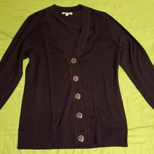 Tory Burch Brown Simone Button Front Sweater Cardi
